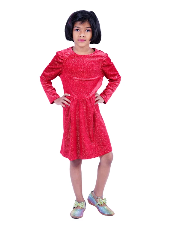 Girls Red A Line Midi Dress