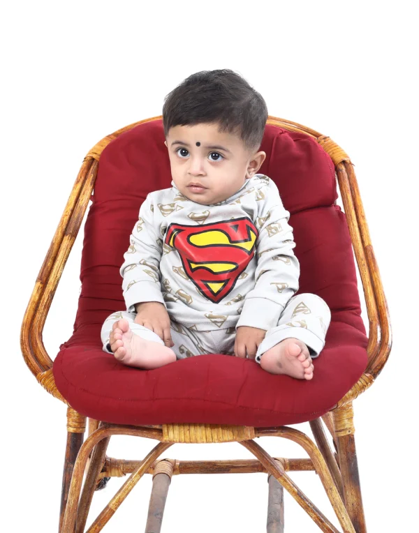 Baby Boys Superman Printed Grey Clothing Set