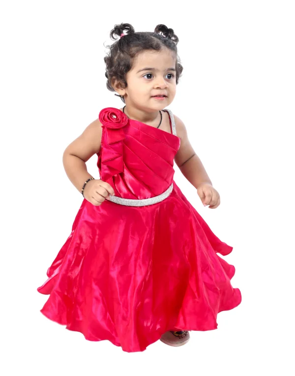 Girls Red Fashion Sleeves Fit & Flare Dress