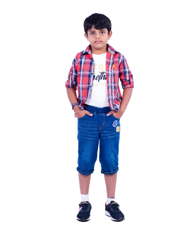 Boys Red & Blue Checkered Full Sleeves Checkered Shirt