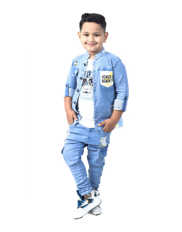 Boys Stylish Full Sleeves Blue Denim Jacket