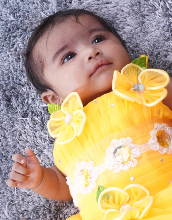 Baby Girls Yellow Midi Knee Length Dress