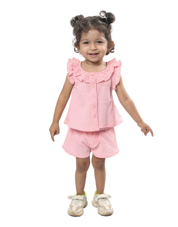 Girls Stylish Pink Half Sleeves Clothing Set