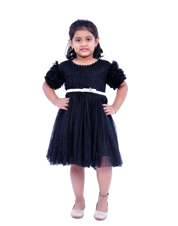 Junior Genie Fashion Girls Black Midi Fit And Flare Dress