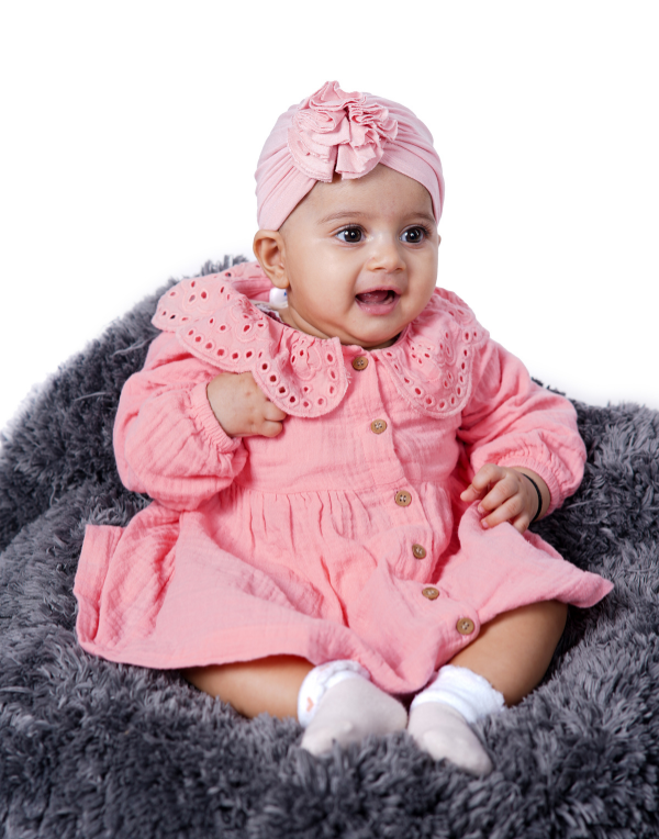 Junior Genie Fashion Girls Pink Cotton Blend Full Length Dress