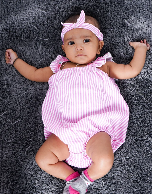 Junior Genie Fashion Baby Girls Striped Pink Dress