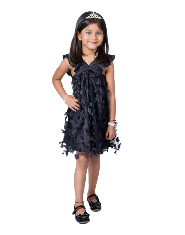 Junior Genie Fashion Girls Black V Neck Dress