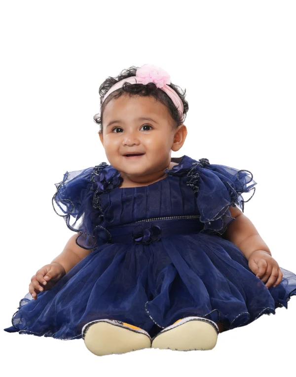 Junior Genie Fashion Blue Baby Girls Fit And Flare Dress