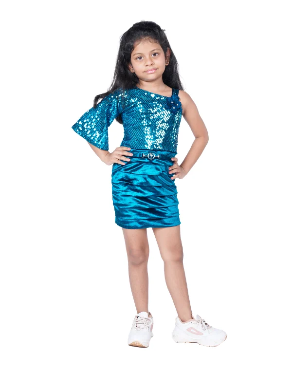 Junior Genie Fashion Girls Blue Sequin A Line Dress