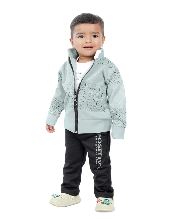 Junior Genie Fashion Baby Boys Grey Printed Full Sleeves Jacket