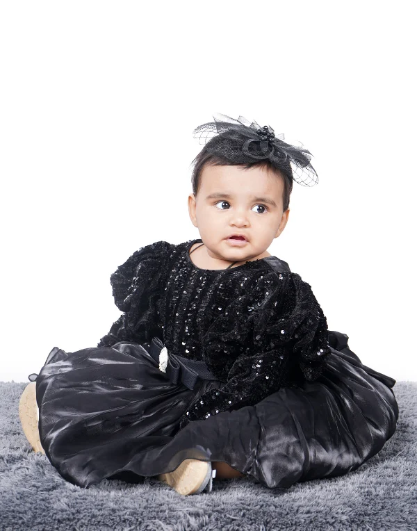 Junior Genie Fashion Baby Girls Black Fit & Flare Dress