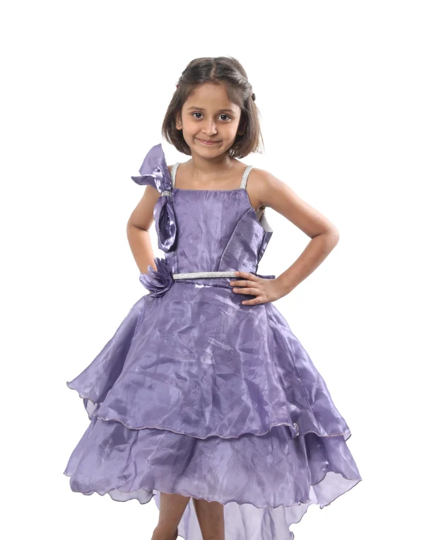 Girls Purple Cotton Blend Sleeveless Fit & Flare Dress