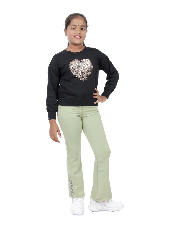 Junior Genie Fashion Girls Fancy Black Full Sleeves Top