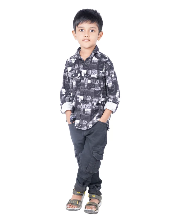 Junior Genie Fashion Boys Black Printed Shirt
