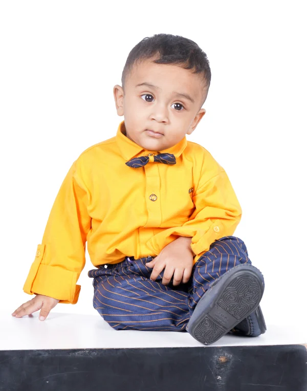 Junior Genie Fashion Baby Boys Yellow Solid Shirt