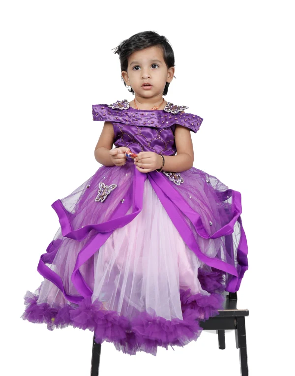 Junior Genie Fashion Baby Girls Purple Fancy Fit & Flare Layered Dress
