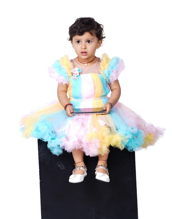 Junior Genie Fashion Baby Girls Multi Color Fancy Layered Dress