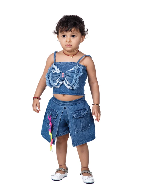 Junior Genie Fashion Girls Sleeveless Blue Denim Clothing Set