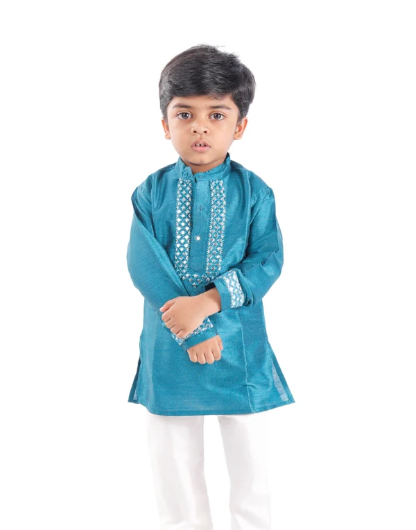 Junior Genie Fashion Boys Blue Full Sleeves Kurta