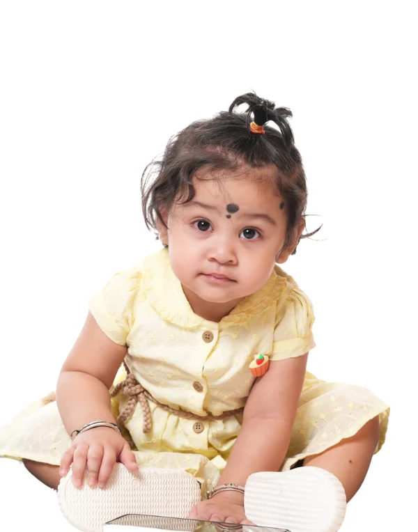 Junior Genie Fashion Baby Girls Yellow Cotton Blend Dress